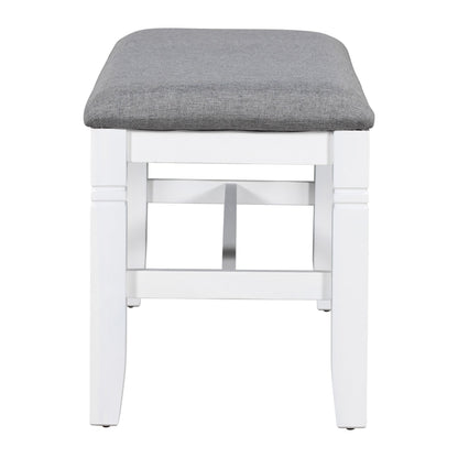 TOPMAX 6-Piece Wood Dining Table Set Kitchen Table Set with Upholstered Bench and 4 Dining Chairs, Farmhouse Style Gray+White