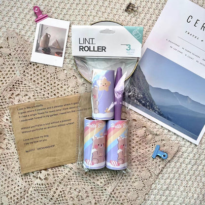 Cartoon pattern lint remover lint roller dust removal paper tearable clothing lint remover