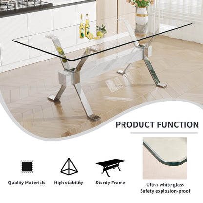 Dining table Modern tempered glass dining table 79 ''x39''x30 '' 1105
