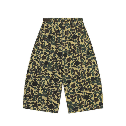 Camouflage Tiger Pattern Work Shorts Men's European and American Trendy Design Embroidered Letter Knife Loose Casual Five-Point Pants