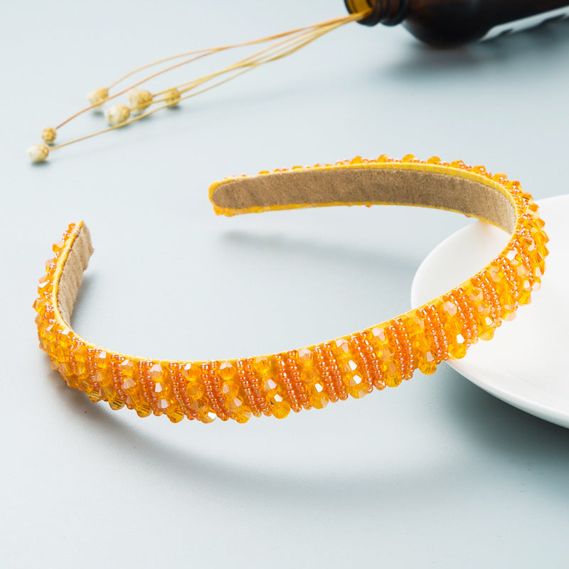 Hand Woven Beaded Headband Female Baroque Beaded Hair Binding Korean Version Net Red Wash Face Hair Accessories