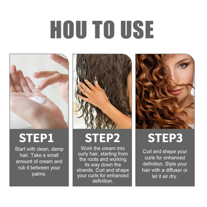 Moisturizing Styling Cream, Fluffy Curly Hair Styling, Hydrating And Glossy Frizzy Hair Repair Cream