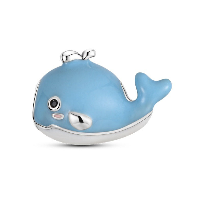 Ocean Wind Dolphin Whale Pendant Beads Copper Plated DIY Beads Bracelet Item