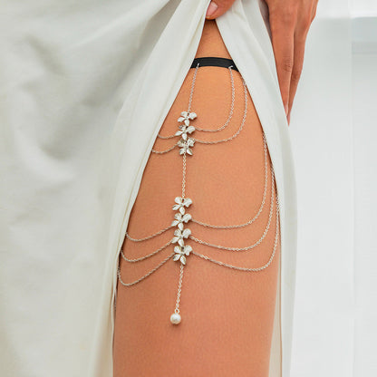 Pure desire butterfly tassel leg chain female sweet cool multi-layer chain star shaped leg ring sexy thigh chain