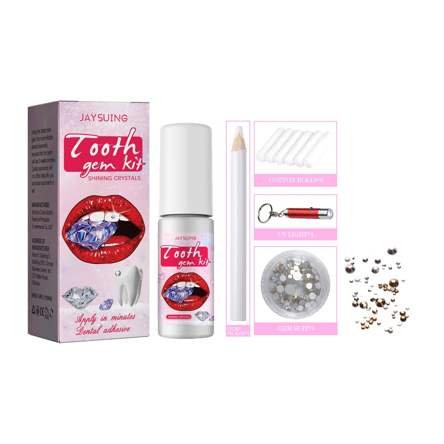 Tooth Gem Kit, Accessories Easy To Remove And Install Crystal Dental Drill Tooth Embellish Glitter Stick