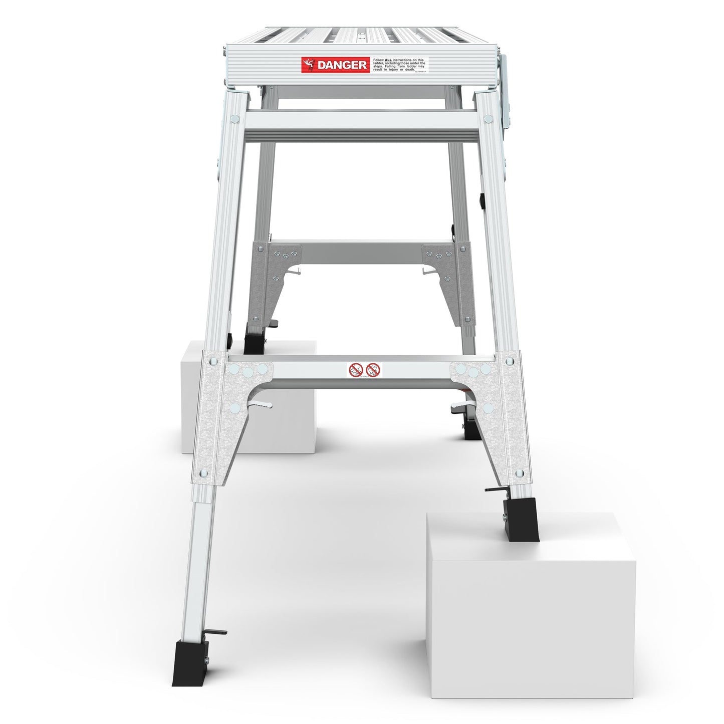 Aluminum Work Platform Large Size Step Stool Folding Portable Work Bench 40" Width Telescopic Feet 22" -27.5" Height Adjustable