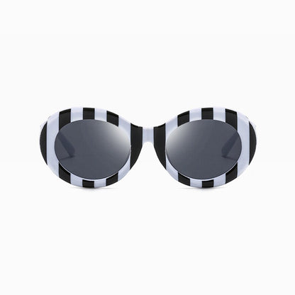 Striped Zebra Oval Sunglasses New Net Red Street Shot Personality Female Hip Hop Sunglasses Trend