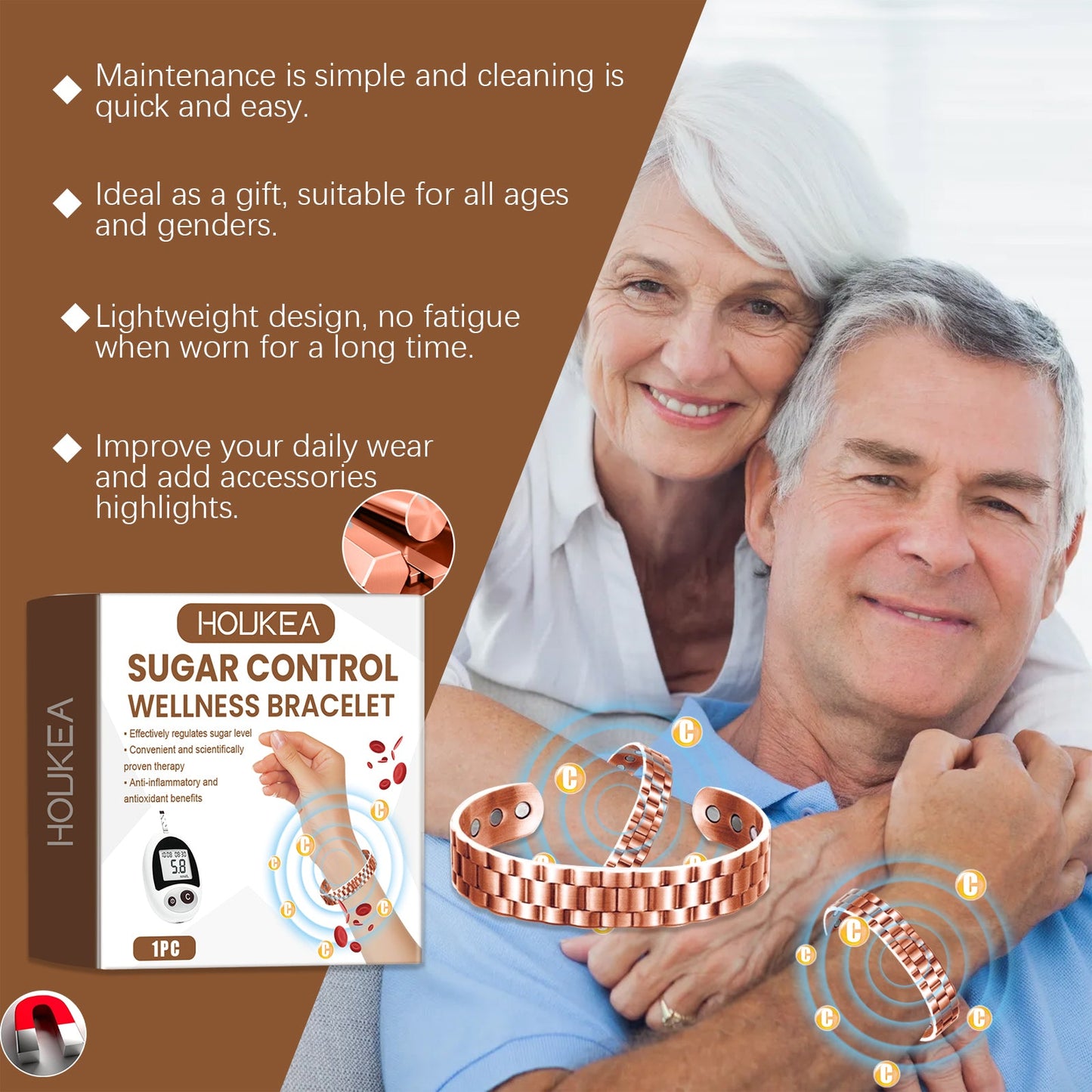 Sugar Bracelet, The Elderly Body Health Care To Relieve Discomfort, Hand In Hand To Decorate Sugar Bracelet