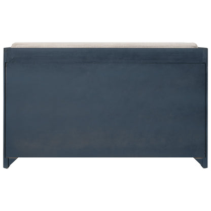 TREXM Storage Bench with Removable Basket and 2 Drawers, Fully Assembled Shoe Bench with Removable Cushion (Navy)