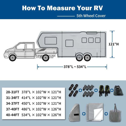 Umbrauto 5th Wheel RV Cover Upgraded 7 Layers Top Anti-UV Waterproof Breathable Camper Covers