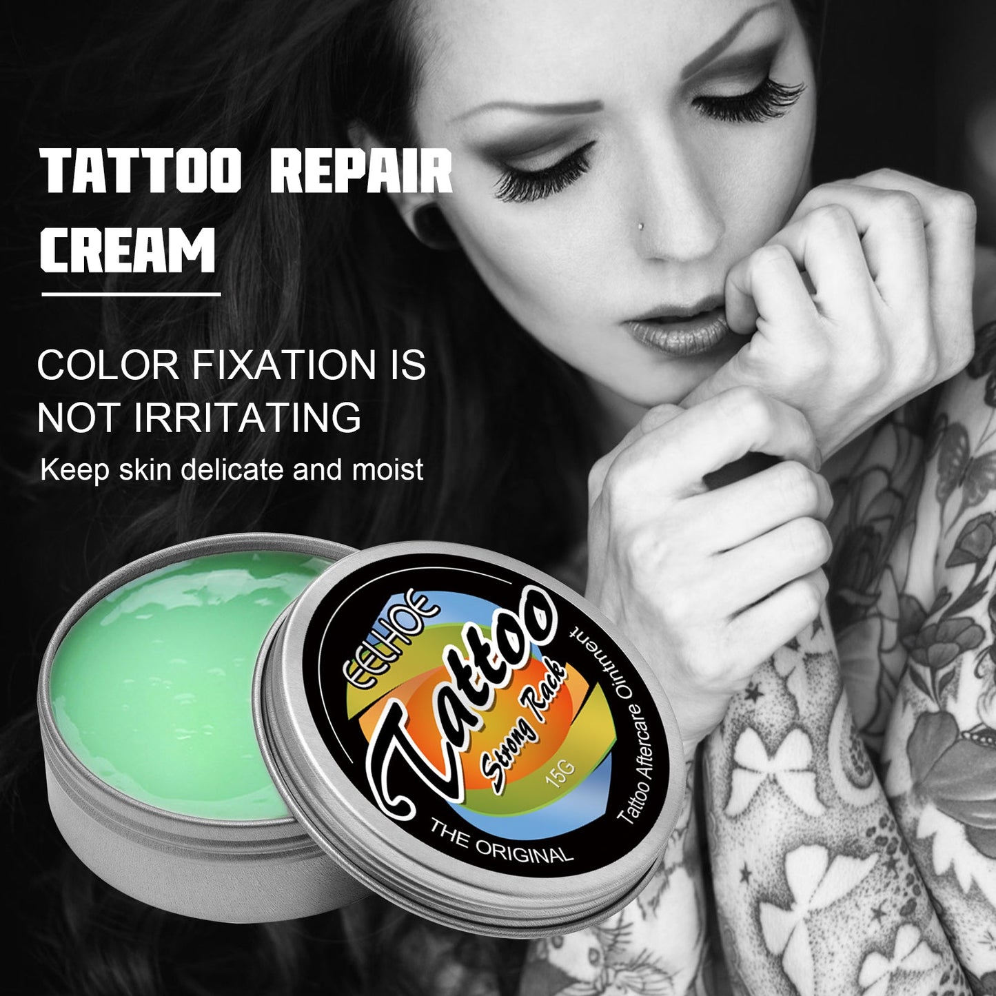 Tattoo Repair Cream, Tattoo Color Fixing Gentle Clean Moisturizing Skin Fade Tattoo Repair Cream