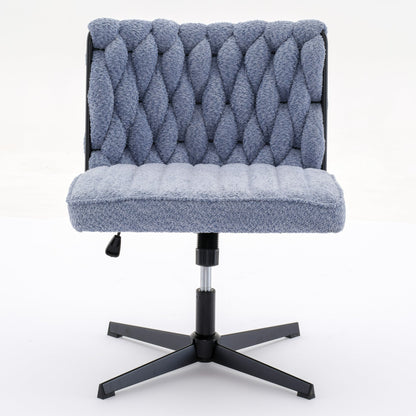 Armless Office Desk Chair No Wheels BLUE