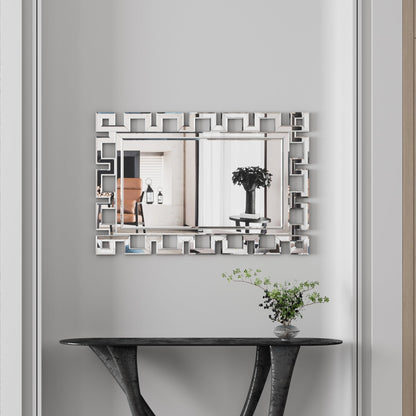 Large Wall-Mounted Silver Decorative Rectangular Wall Mirror for Home, Living Room, Bedroom, Entryway (clear HD mirror)