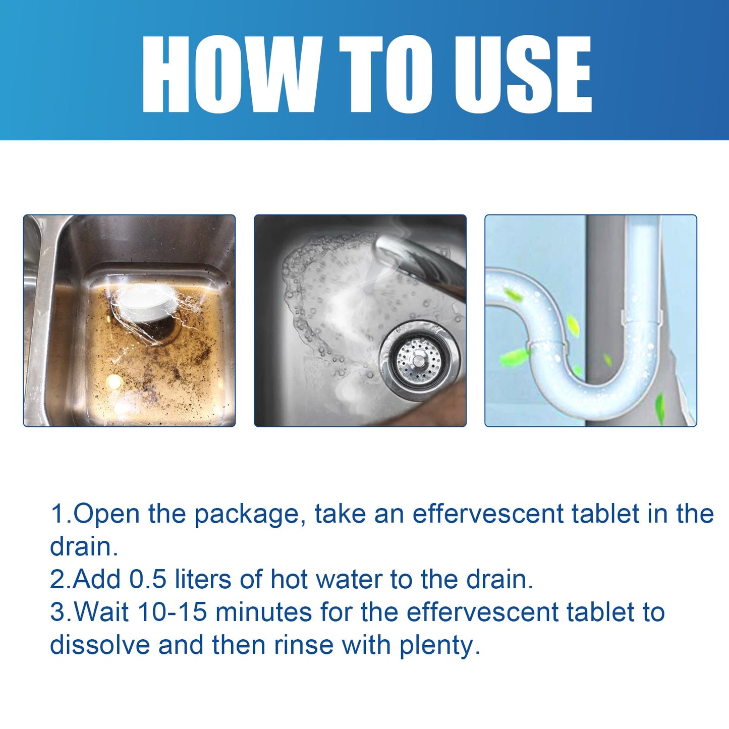 Pipe Unclogging Cleaning Tablet Kitchen Toilet Sewer Pipe Blockage Cleaning Unclogging Remove Odors