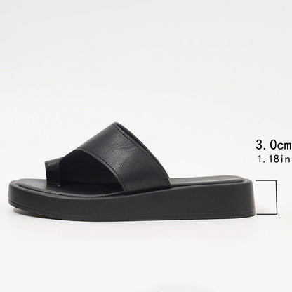 Women's Thick-soled Clip Toe Flat Slippers