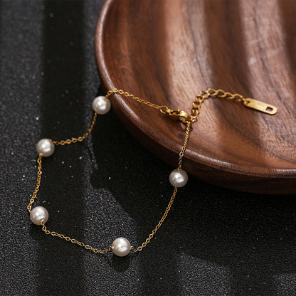 Titanium Steel Pearl Anklet Beach Jewelry