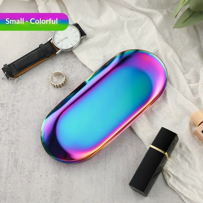 High-end Plate In Instagram Style Oval Stainless Steel Gold Mini Jewelry Tray Small Serving Tray