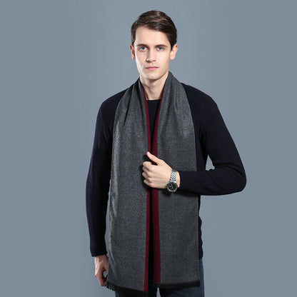 Simple Plaid Artificial Cashmere Warm Scarf