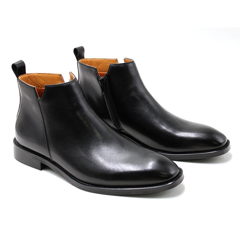 Men's British Side Zipper Leather Martin Boots