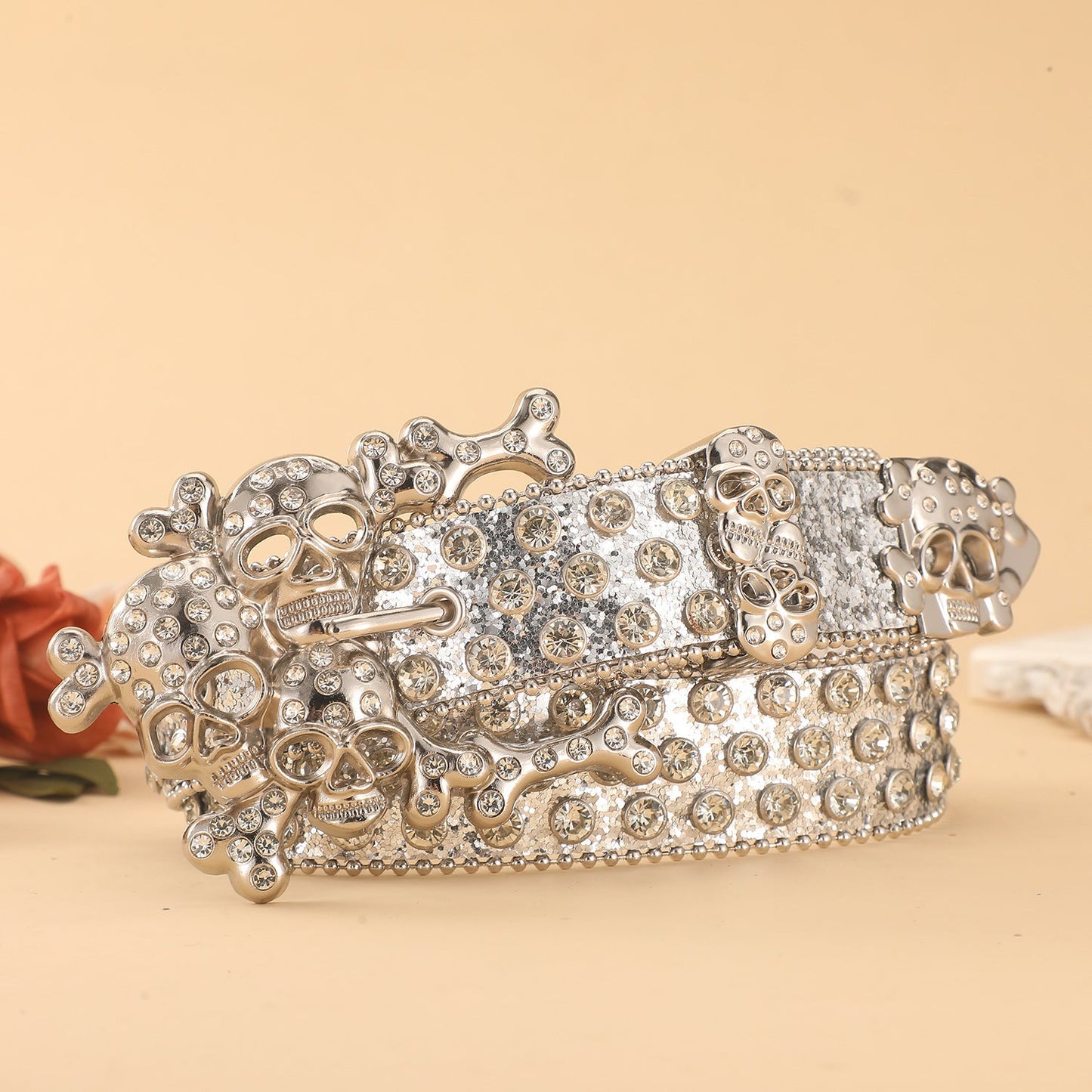 Diamond Inlaid Skull Rhinestone Belt