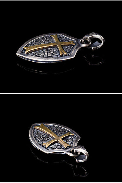 S925 Sterling Silver Cross Shield Pendant