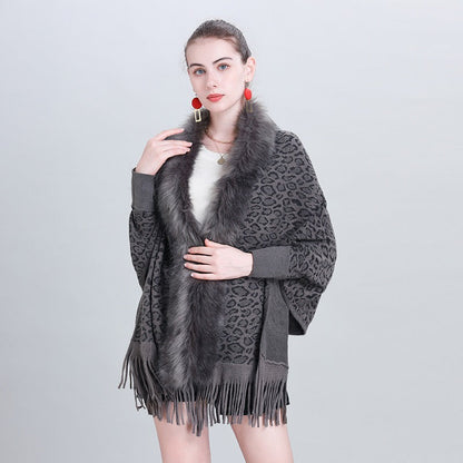 Autumn And Winter New Scarf Faux Fur Collar Knitted Shawl