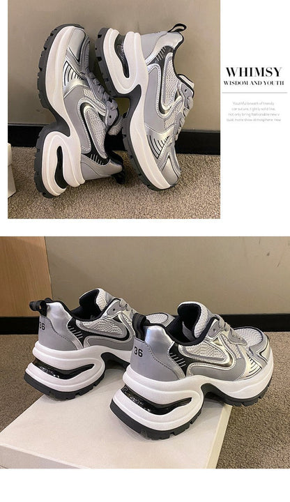Thick Bottom Leather Clunky Sneakers