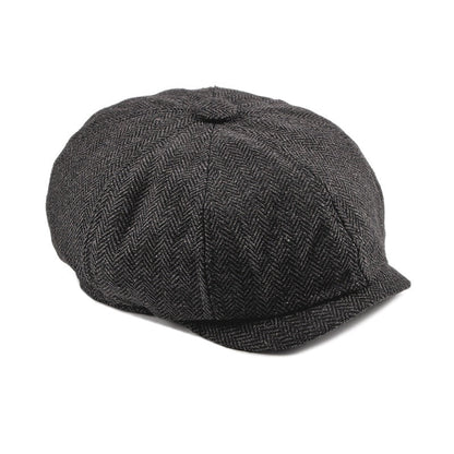 Fashion Retro Octagonal Hat Men's Plaid Beret