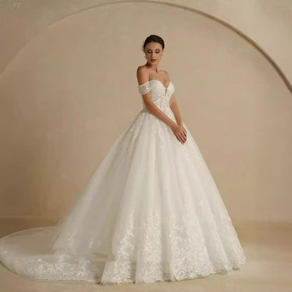 Off-Shoulder French Wedding Dress
