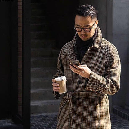 Coat Retro Gentleman Men's Clothing Wool Overcoat