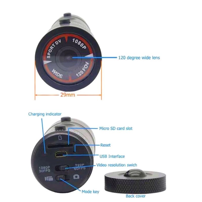 HD Sports DV Camera 1080P Waterproof with Light