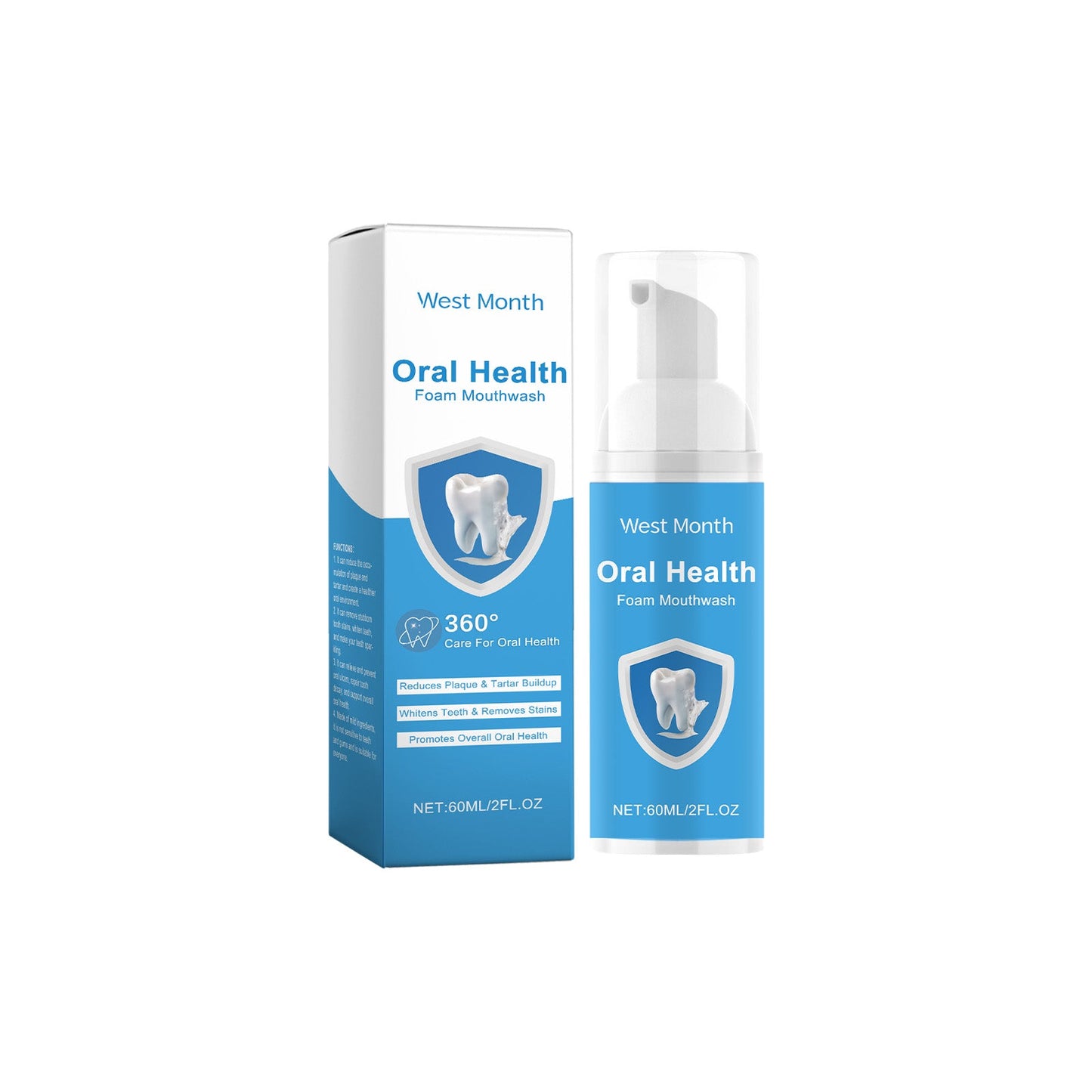 Foaming Mouthwash, Gentle Ingredients Clean Teeth Stains Remove Odors Fresh Mouthwash