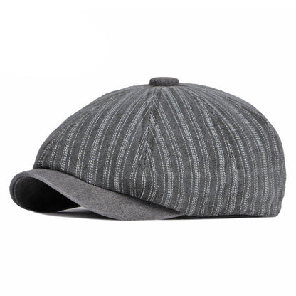 Spring Autumn Washed Denim Octagonal Beret