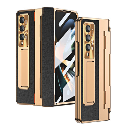 Samsung zfold 5 phone case FOLD4 folding screen flat hinge plain leather all inclusive anti fall protective case W22 is suitable