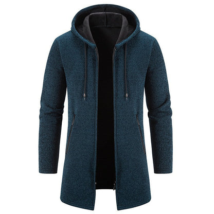 Autumn And Winter Fleece-lined Thickening Trendy Solid Color Men's Cardigan
