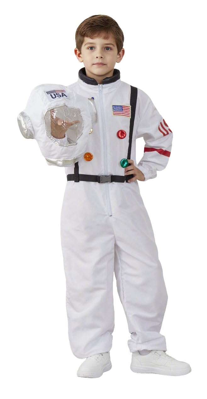 KIMI HOUSE Kids Astronaut Costume Space Suit Boys Girls White Size 7-9Y