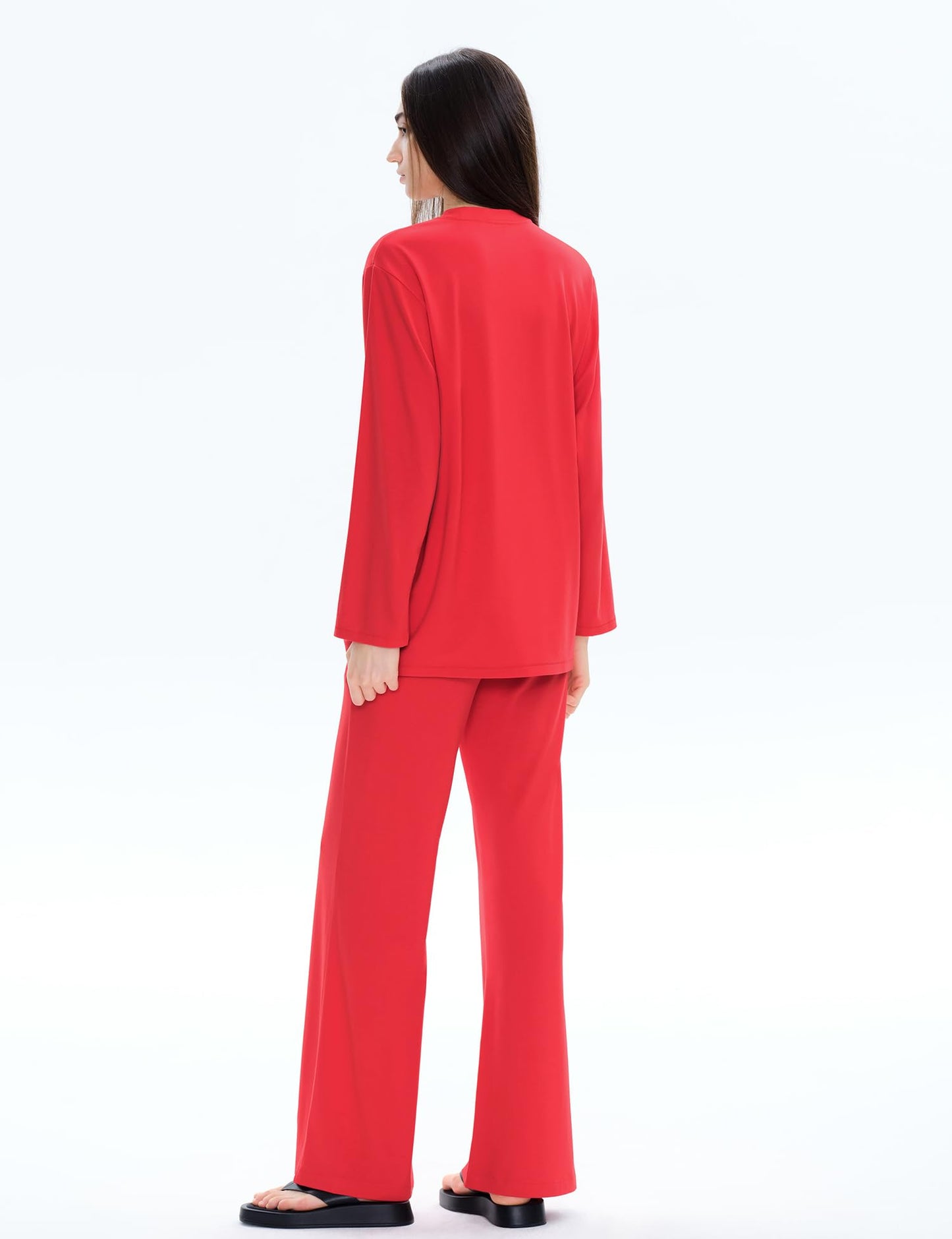C202 Women's Two Piece Sweatsuit Tracksuit Casual Chic Scarlet Size L