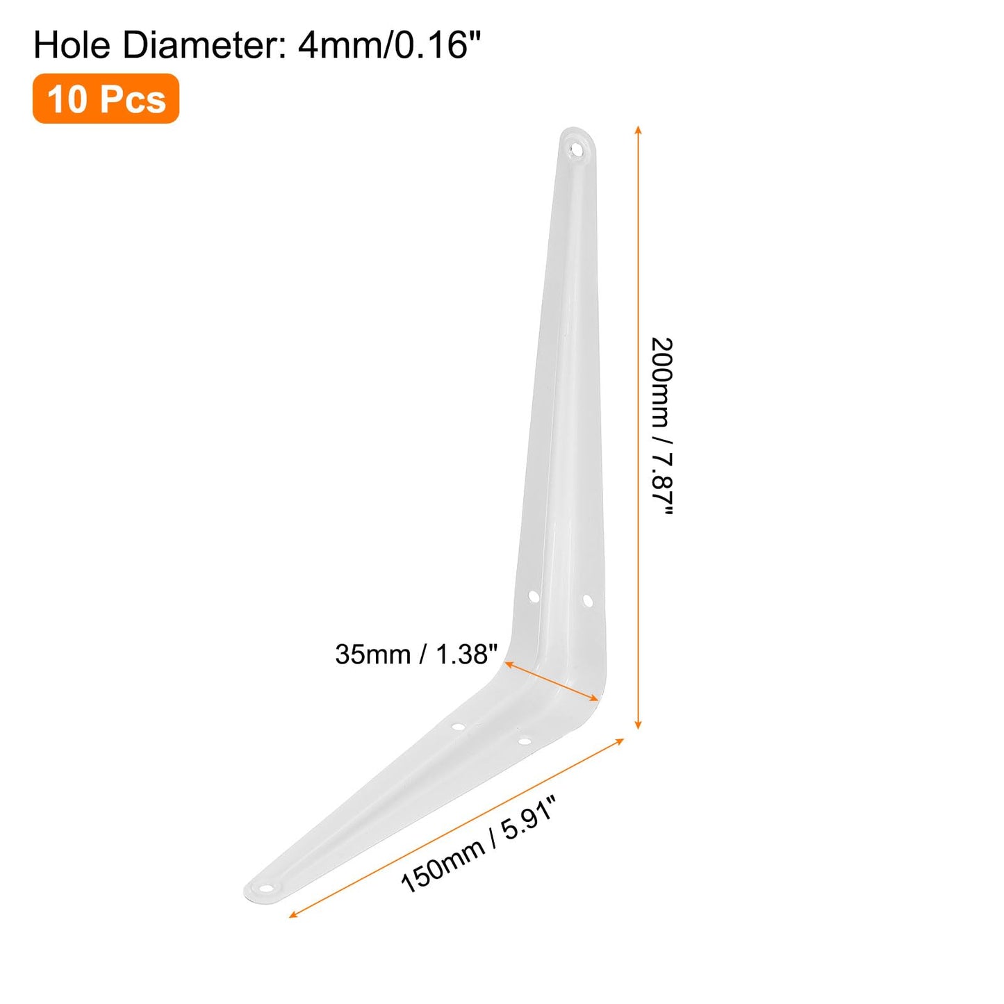uxcell Floating Shelf Bracket 8x6in Iron L Bracket White 10 Pack