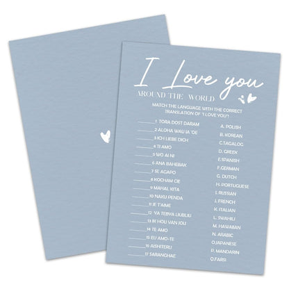 MBYHP I Love You Bridal Shower Game Cards 30 Pcs Blue Wedding Party
