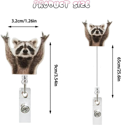 Generic Funny Raccoon Retractable Acrylic Alligator Badge Reel Clip