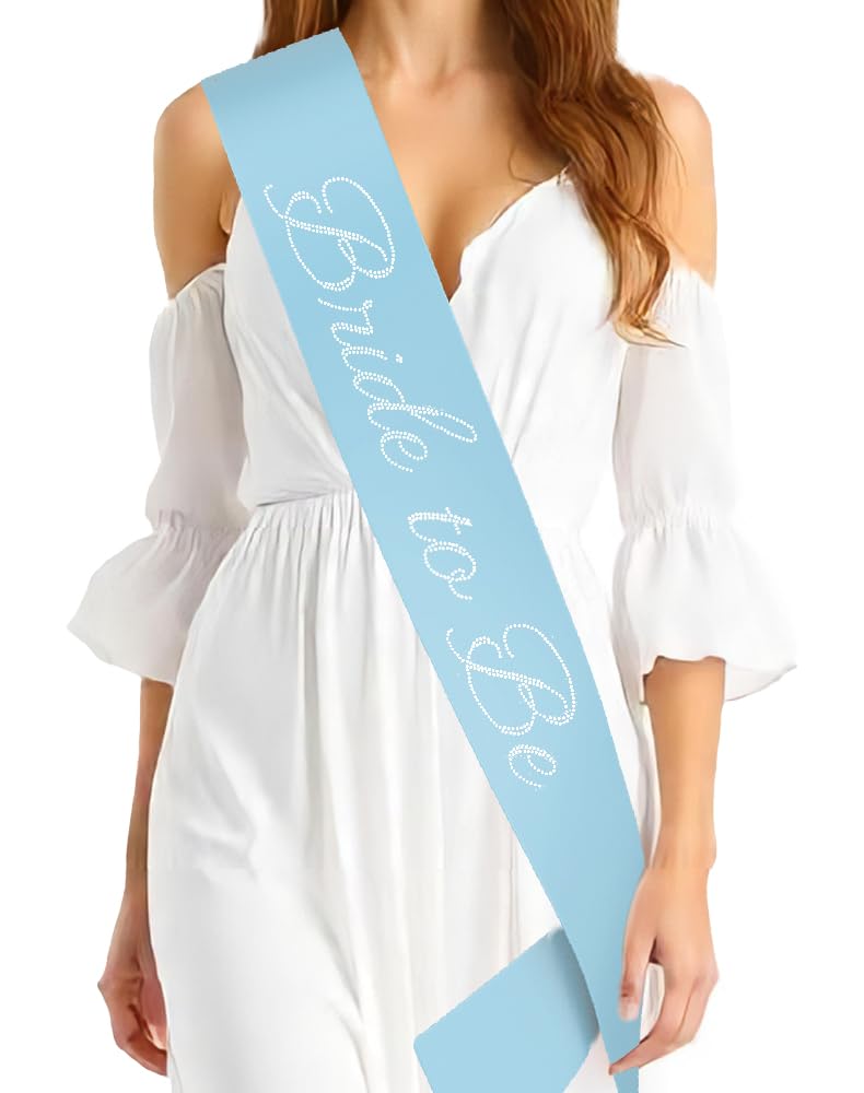Vonlynfay Bride To Be Sash Blue White Wedding Letter Print Accessory