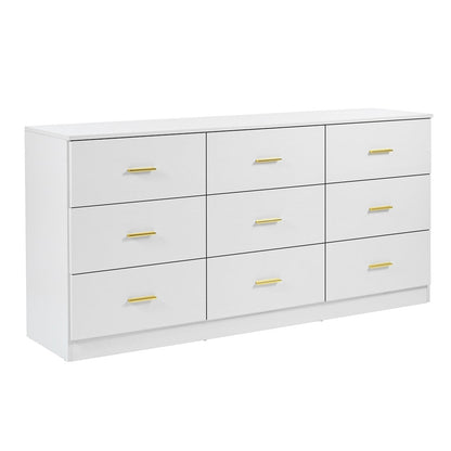 Modern White 9-Drawer Dresser for Bedroom - Ample Storage Wide Chest of Drawers, Sturdy & Safe