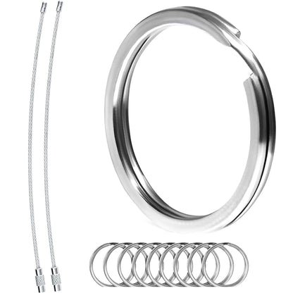 Biyrly Stainless Steel Round Keyrings 1.5-25mm Silver 10 Pack