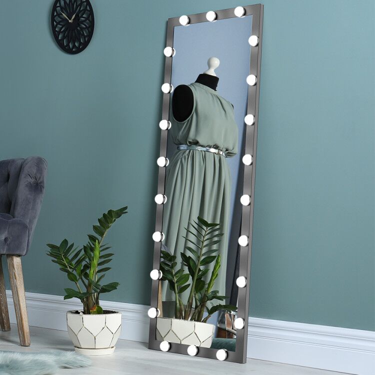 63x24 inch illuminated full body makeup mirror with 3 color modes. Makeup room bedroom wall mounted touchscreen floor mirror i