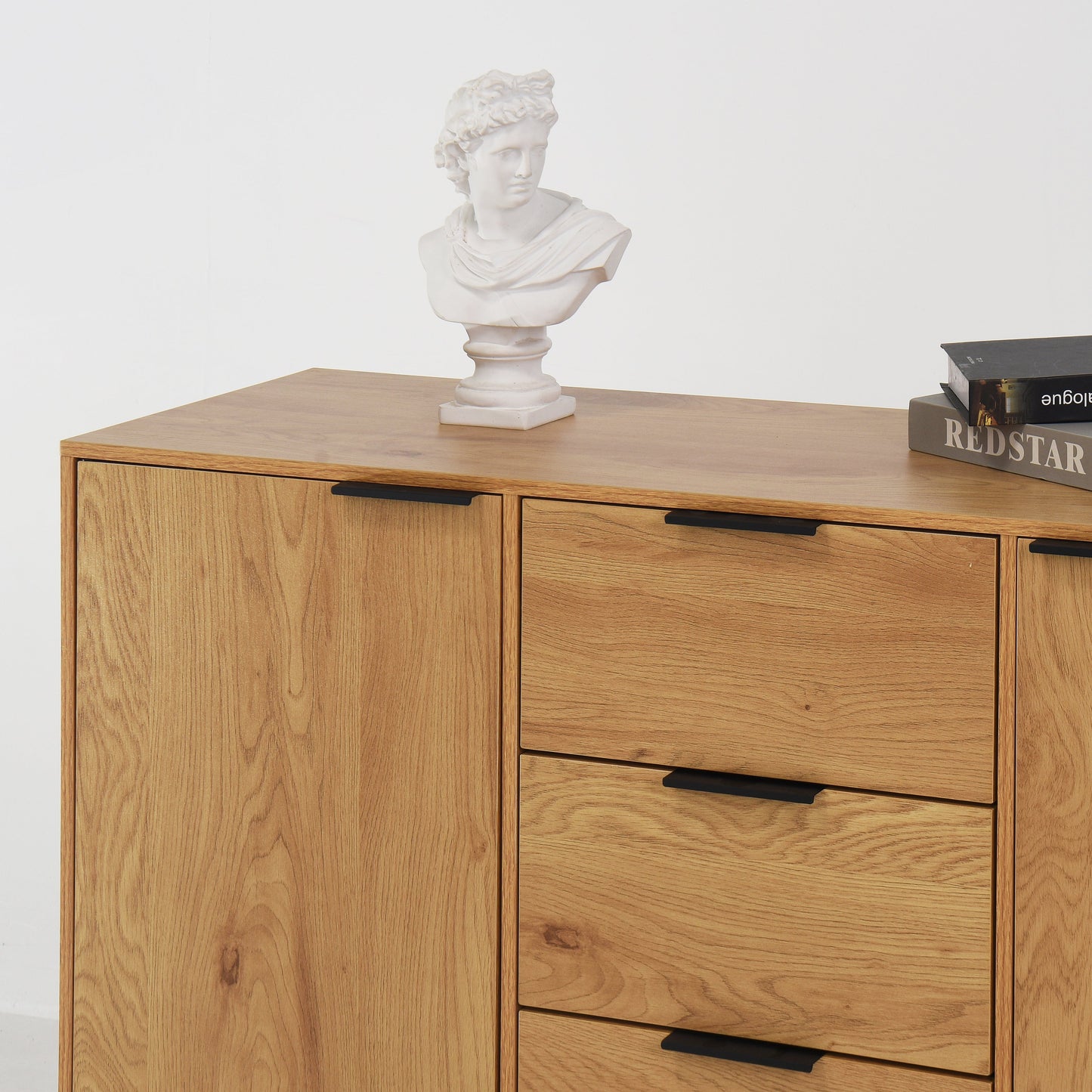 Side panel buffet cabinet with storage room, 47.2 "natural wood color kitchen cabinet with 3 drawers and 2 doors