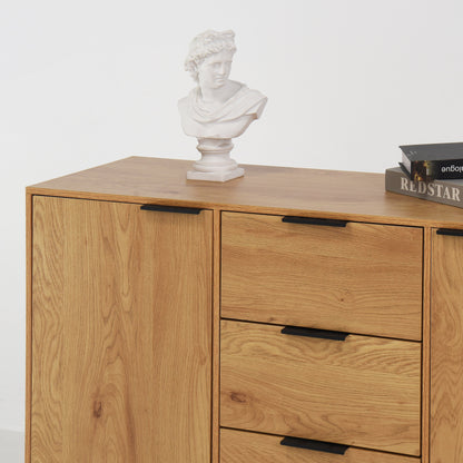 Side panel buffet cabinet with storage room, 47.2 "natural wood color kitchen cabinet with 3 drawers and 2 doors