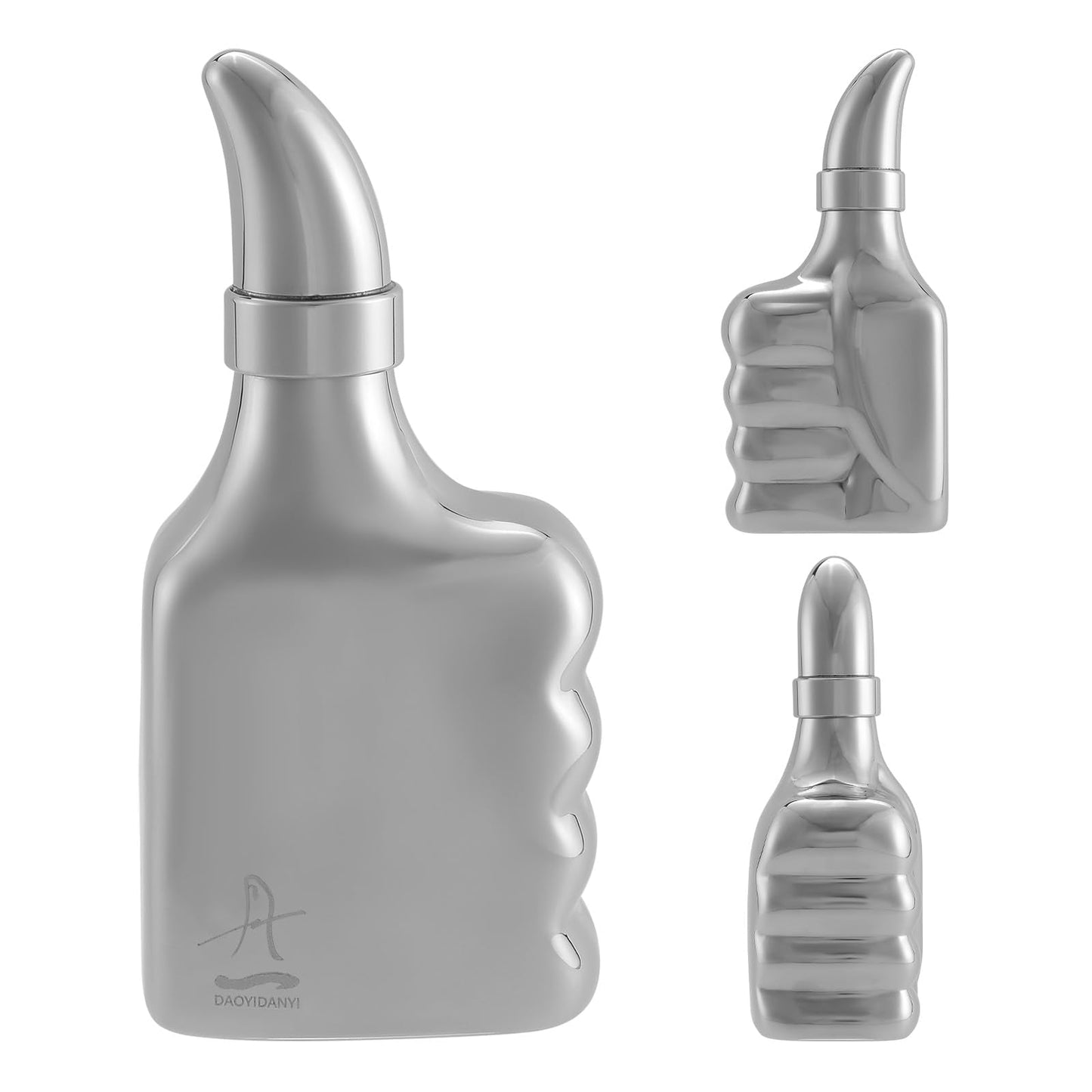 DAOYIDANYI 6oz Stainless Steel Hip Flask Whiskey Thumbs-up Silver
