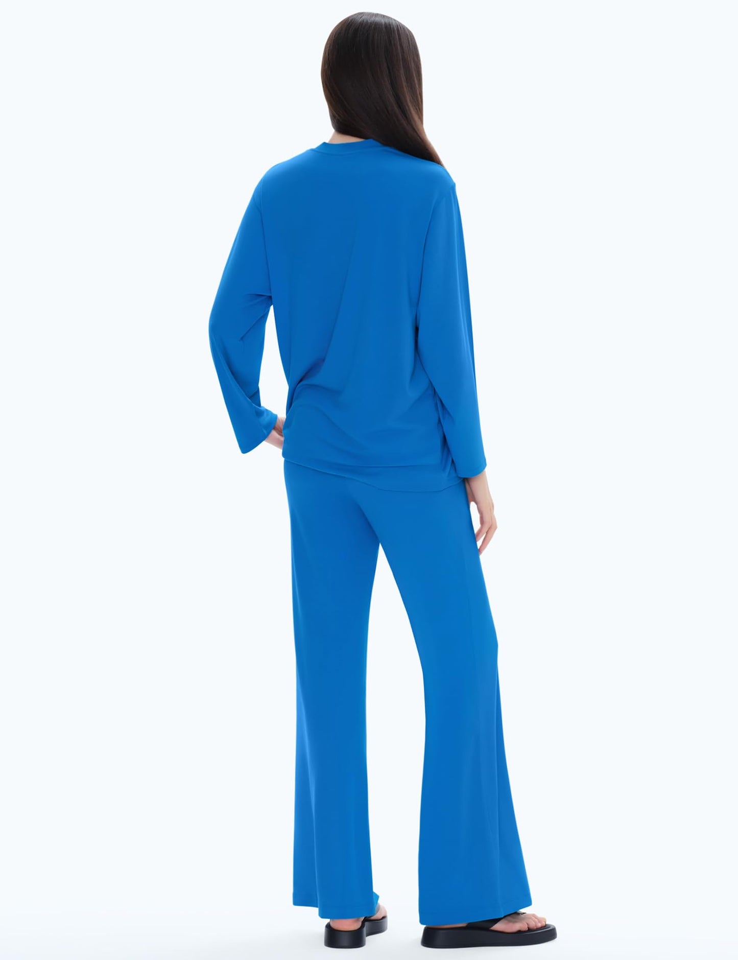 C202 Women's Two Piece Tracksuit Sweatsuit Neon Blue Rayon Blend Size S