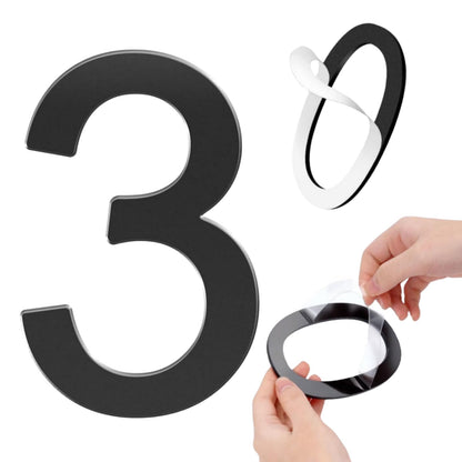GLDonee 8.5" Acrylic Self-Adhesive House Number 3 Black Modern Address