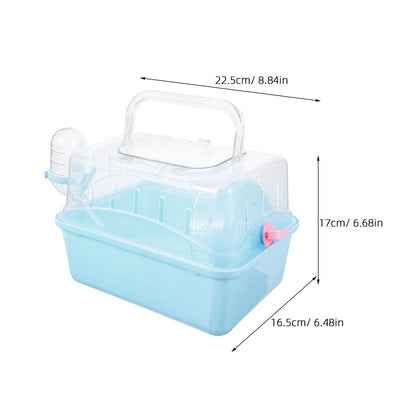 Totority Panoramic Sunroof Hamster Carrier Cage Sky-Blue Portable Plastic